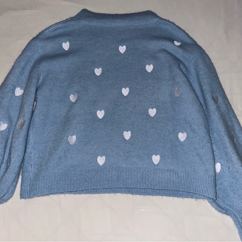 Light Blue Heart Pattern Sweater - Picture 4 of 4